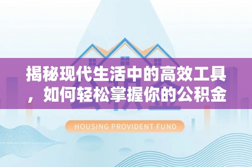 永康揭秘现代生活中的高效工具，如何轻松掌握你的公积金查询方式