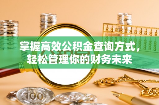 永康掌握高效公积金查询方式，轻松管理你的财务未来